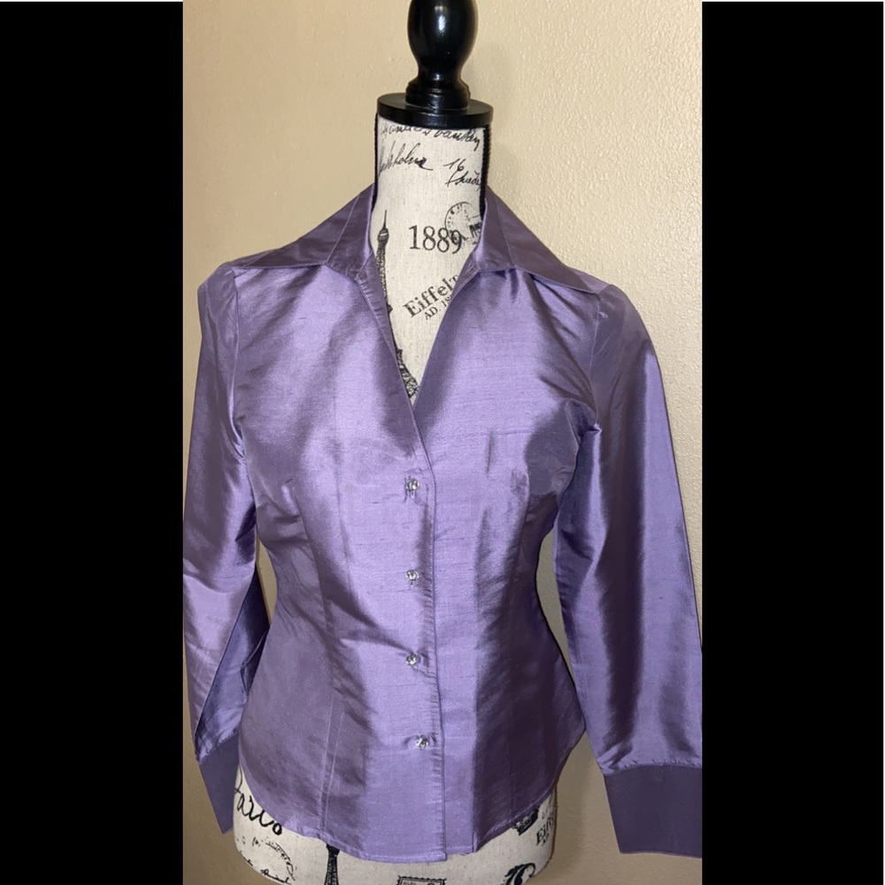 Satin purple button down